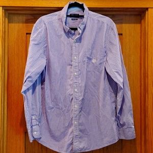 Chaps long-sleeved button-down dress shirt Lavendar gingham size Men's large
